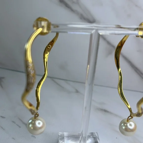 Joanna Laura Constantine Feminine Waves Pearl Hoop Earrings